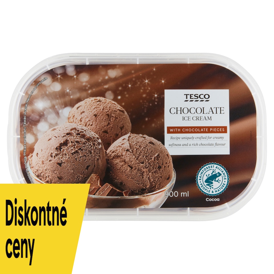 Tesco Smotanový mrazený krém čokoládový s kúskami čokolády 900 ml