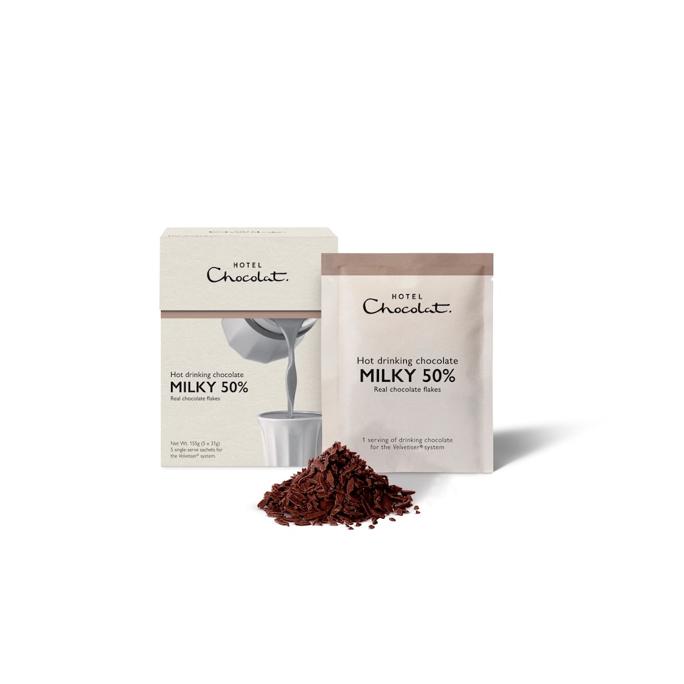 image 1 of Hotel Chocolat Hot Drinking Chocolate Milky 50% 5 x 31g