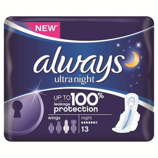 Always Ultra Night Sanitary Towels X13 Tesco Groceries