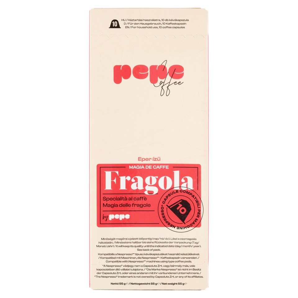 Pepe Coffee kávékapszula eper ízesítéssel 10 db 55 g