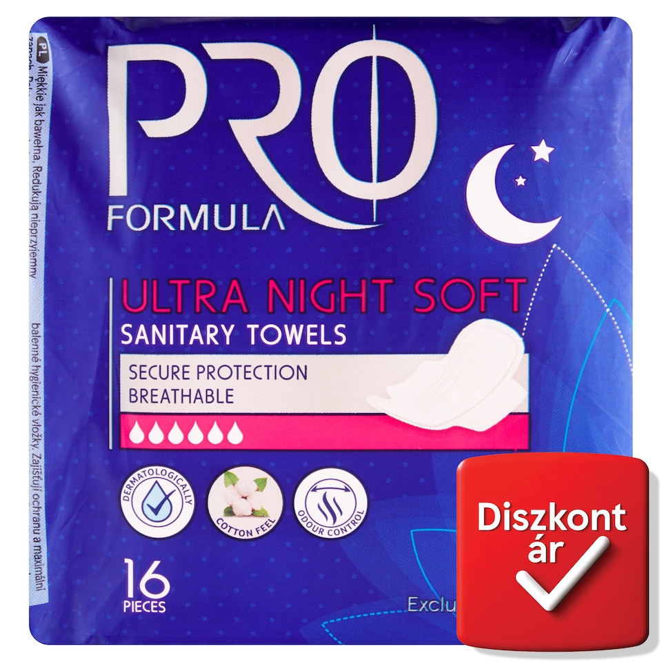 Tesco Pro Formula Ultra Night Soft egészségügyi betét 16 db