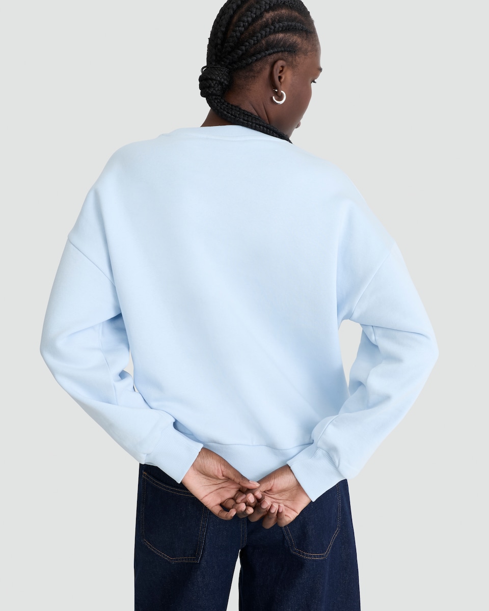 image 1 of Coca-Cola Holidays Are Coming Cotton Rich Slogan Sweatshirt in Blue