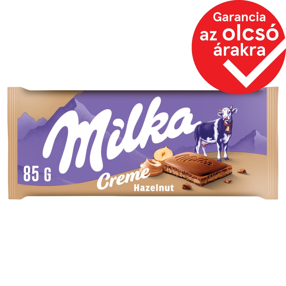 Milka Creme Hazelnut alpesi tej felhasználásával készült tejcsokoládé mogyorós krémtöltelékkel 85 g