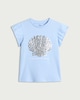 image 4 of F&F Girls Pure Cotton Sequin Shell T-Shirt in Blue