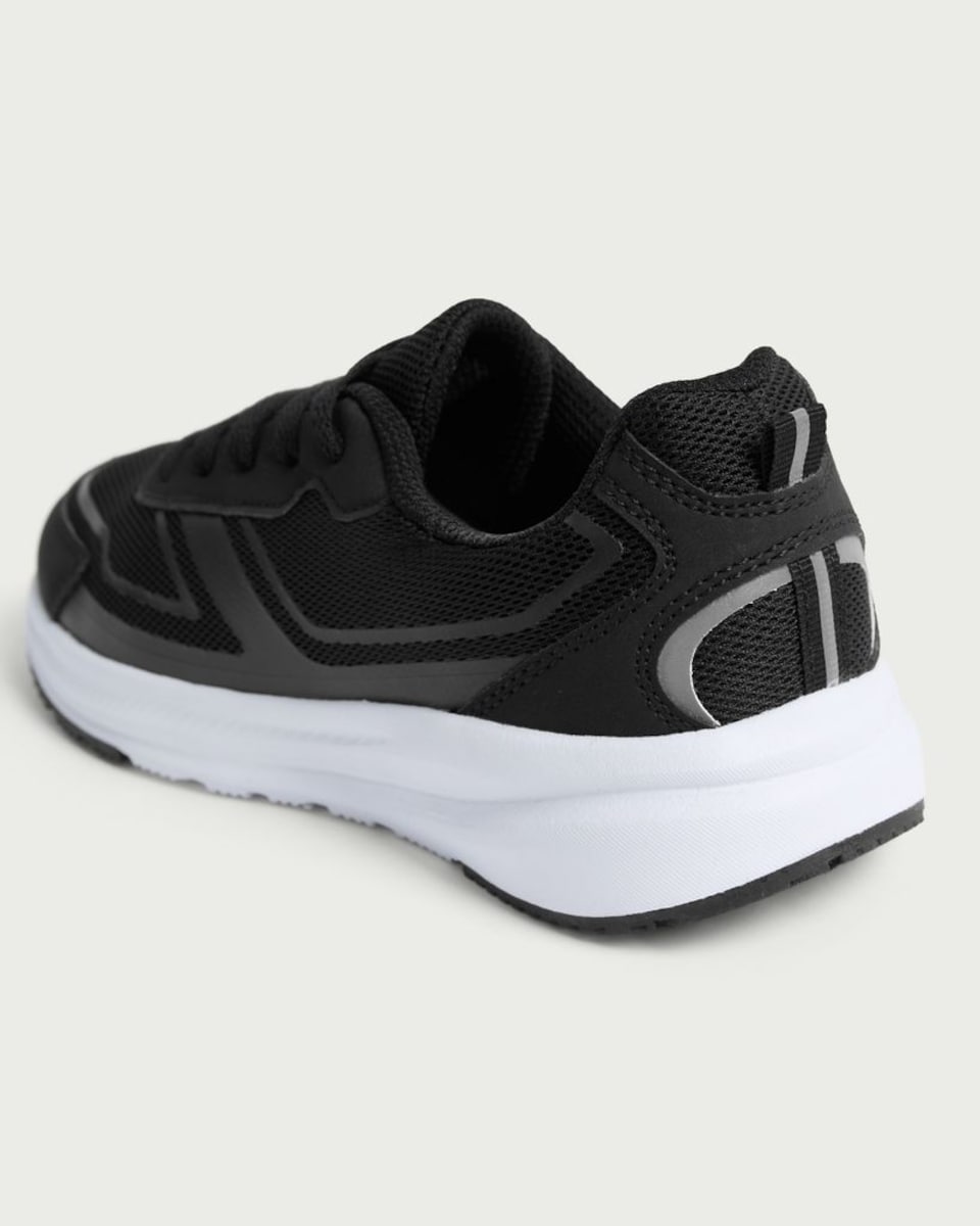 image 1 of F&F Boys Mesh Panel Lace Up Trainers in Black