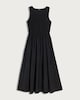 image 4 of F&F Shirred Sleeveless Midi Dress in Black