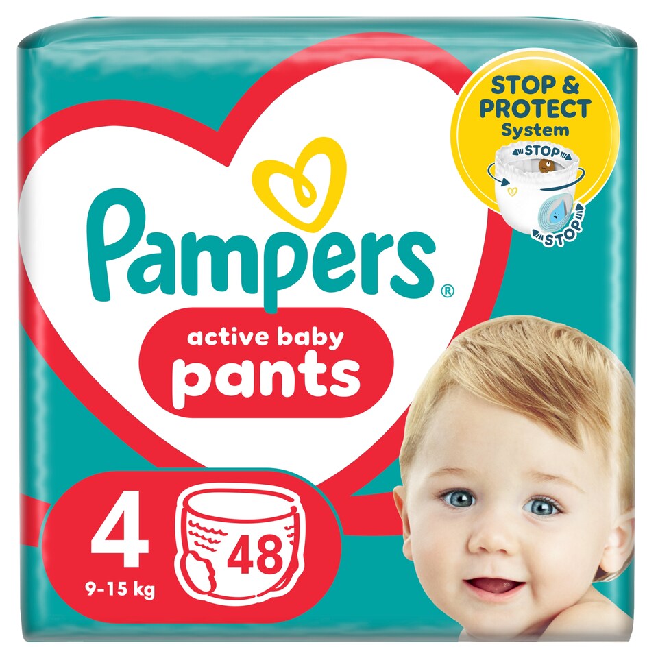 obrázok 1 z Pampers Active Baby plienkové nohavičky veľkosť 4, 48 plienok, 9kg-15kg