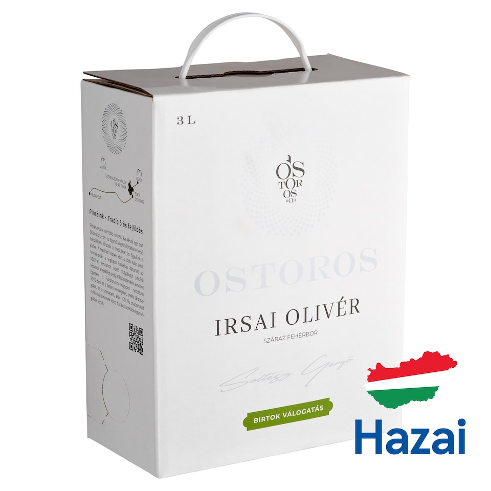 Ostorosbor Bag-In-Box Felső Magyarországi Irsai Olivér száraz fehérbor 11% 3 l