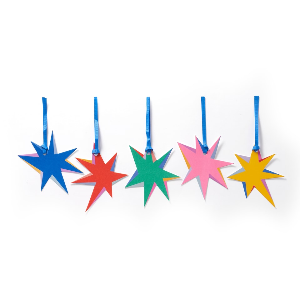 image 1 of Paperchase Cosmic Christmas 5 Pack Star Gift Tags