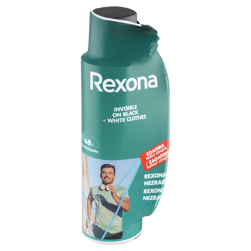 image 1 of Rexona Invisible on Black + White Clothes Antiperspirant Spray for Men 150ml + Razor
