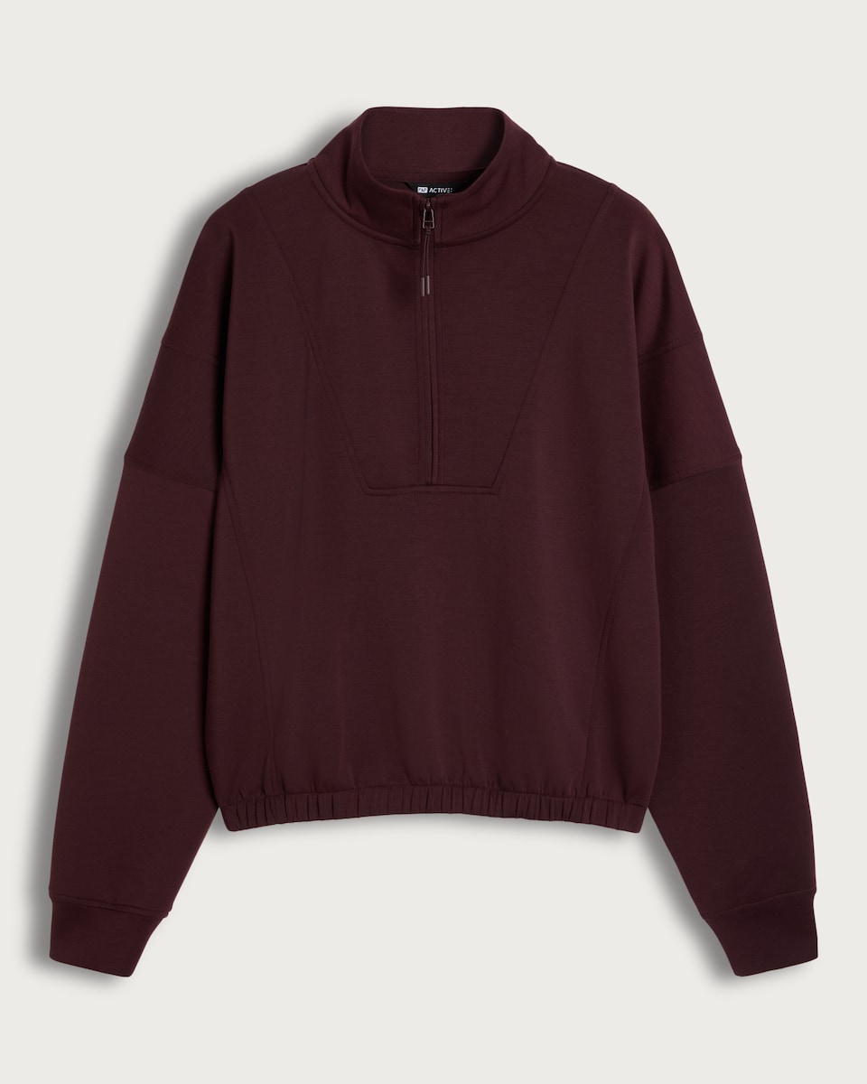 image 1 of F&F Active Half-Zip High Neck Co-ord Sweatshirt in Berry