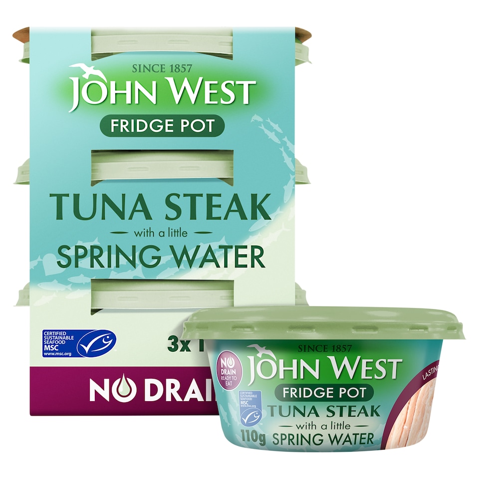 image 1 of John West No Drain Fridge Pot Tuna Steak with a Little Spring Water 3x110g