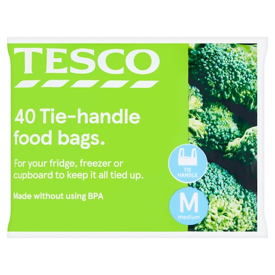 Tesco TieHandle Freezer Bags Medium 40 Pack Tesco Groceries