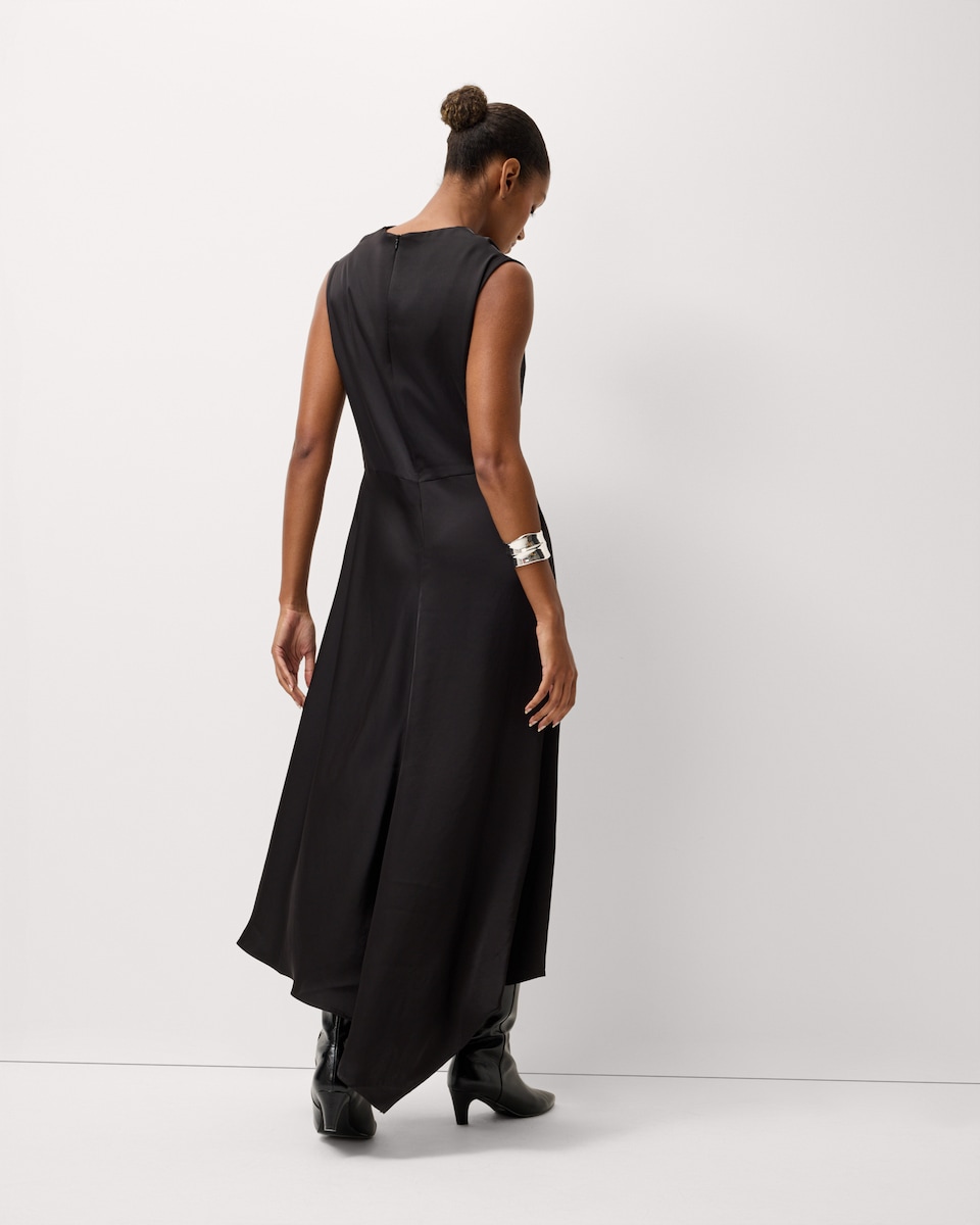 image 1 of F&F Satin Cowl Neck Midi Dress in Black