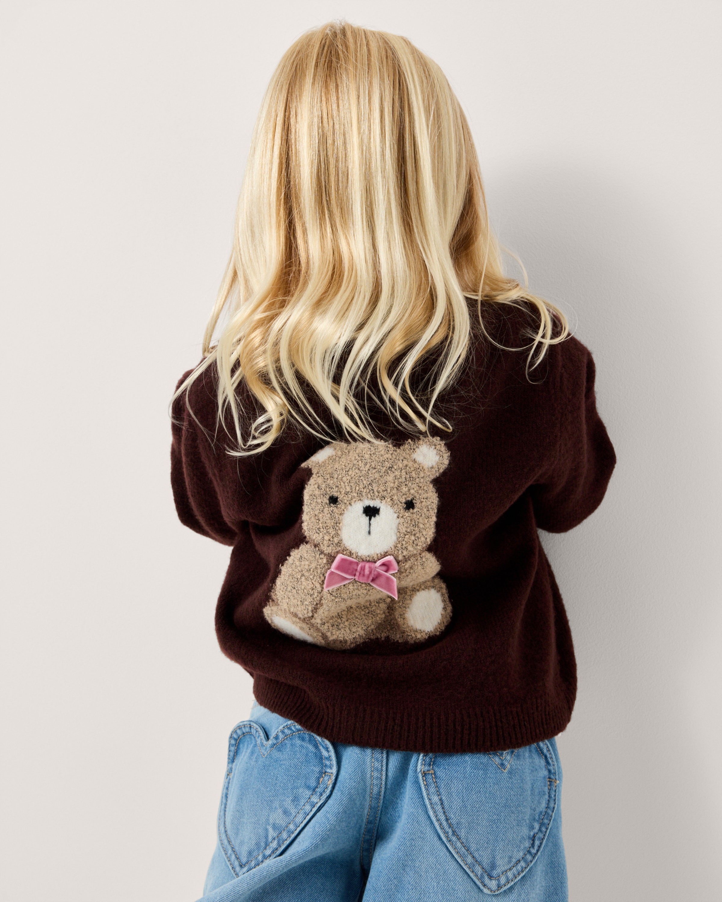 F&F Girls Bear Cardigan in Brown