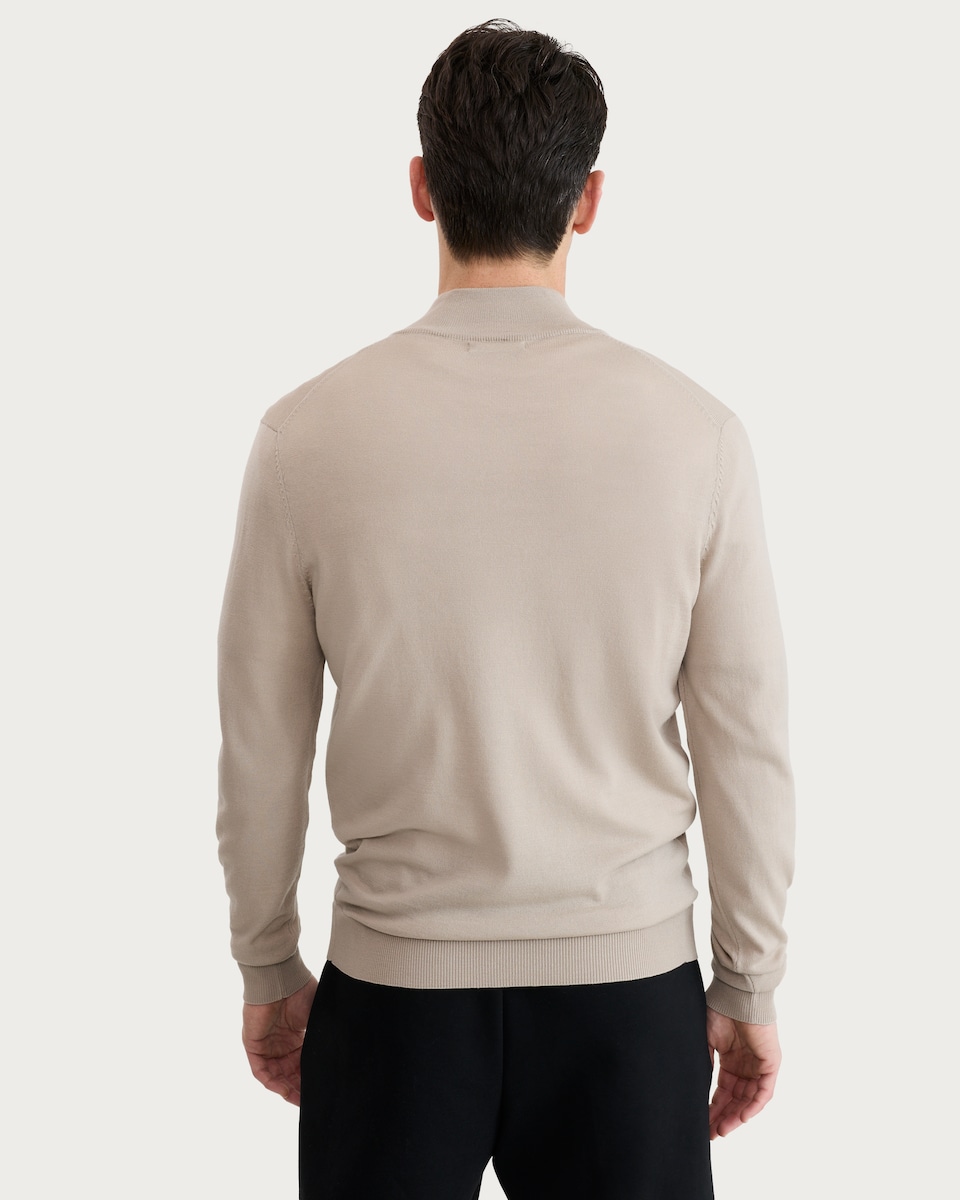 image 1 of F&F Pure Merino Wool Funnel Neck Half Zip Jumper in Neutral