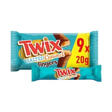 Twix Salted Caramel & Milk Chocolate Fingers Biscuit Bars Multipack, 9x20g