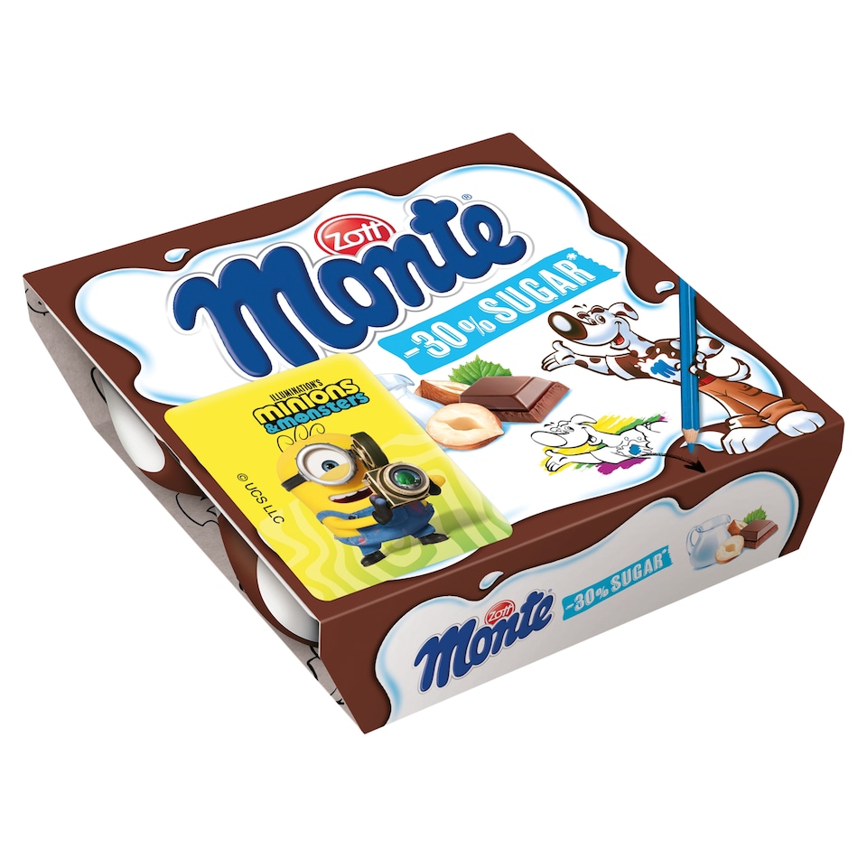 Zott Monte Chocolate, Hazelnut Milk Dessert 4 x 55 g (220 g)