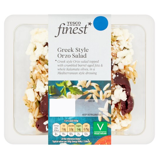 Tesco Finest Greek Style Orzo Salad 240G Tesco Groceries