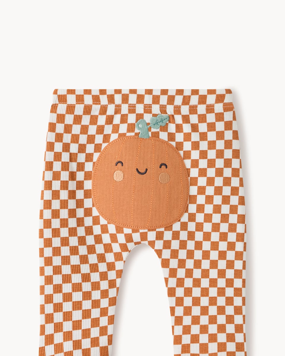image 1 of F&F Baby Cotton Rich Pumpkin Sweatshirt and Leggings Set in Brick