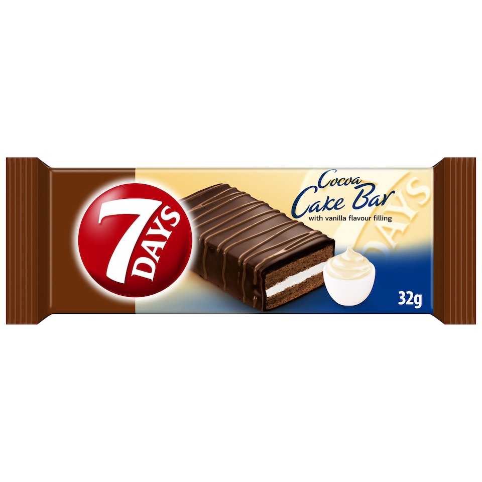 7 Days Cake Bar S Náplňou S Vanilkovou Príchuťou A čokoládovou Polevou Celomáčaný 32 G