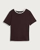 image 4 of F&F Pure Cotton Double Layer Cropped T-Shirt in Brown