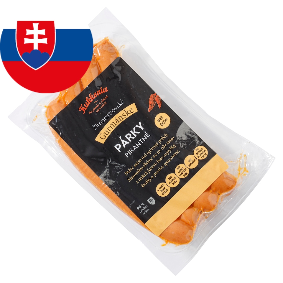 Kukkonia Žitnoostrovské gurmánske párky pikantné 0,220 kg