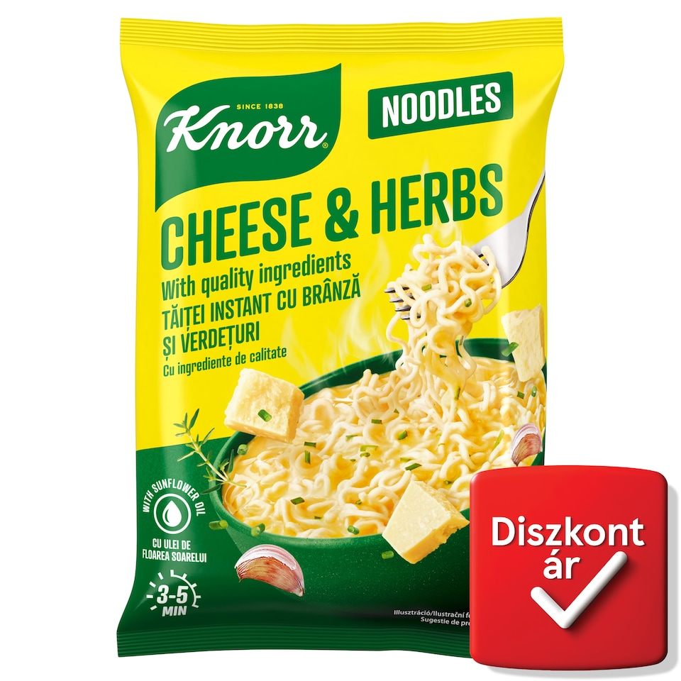 Knorr Noodles sajtos-zöldfűszeres instant tésztás leves 61 g