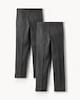 image 4 of F&F School Boys 2-Pack Regular Fit Longer Length Trousers in Grey