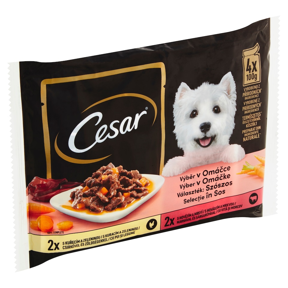 image 1 of Cesar Selection in Sauce with Chicken and Vegetables, with Beef and Carrot 4 x 100g (400g)