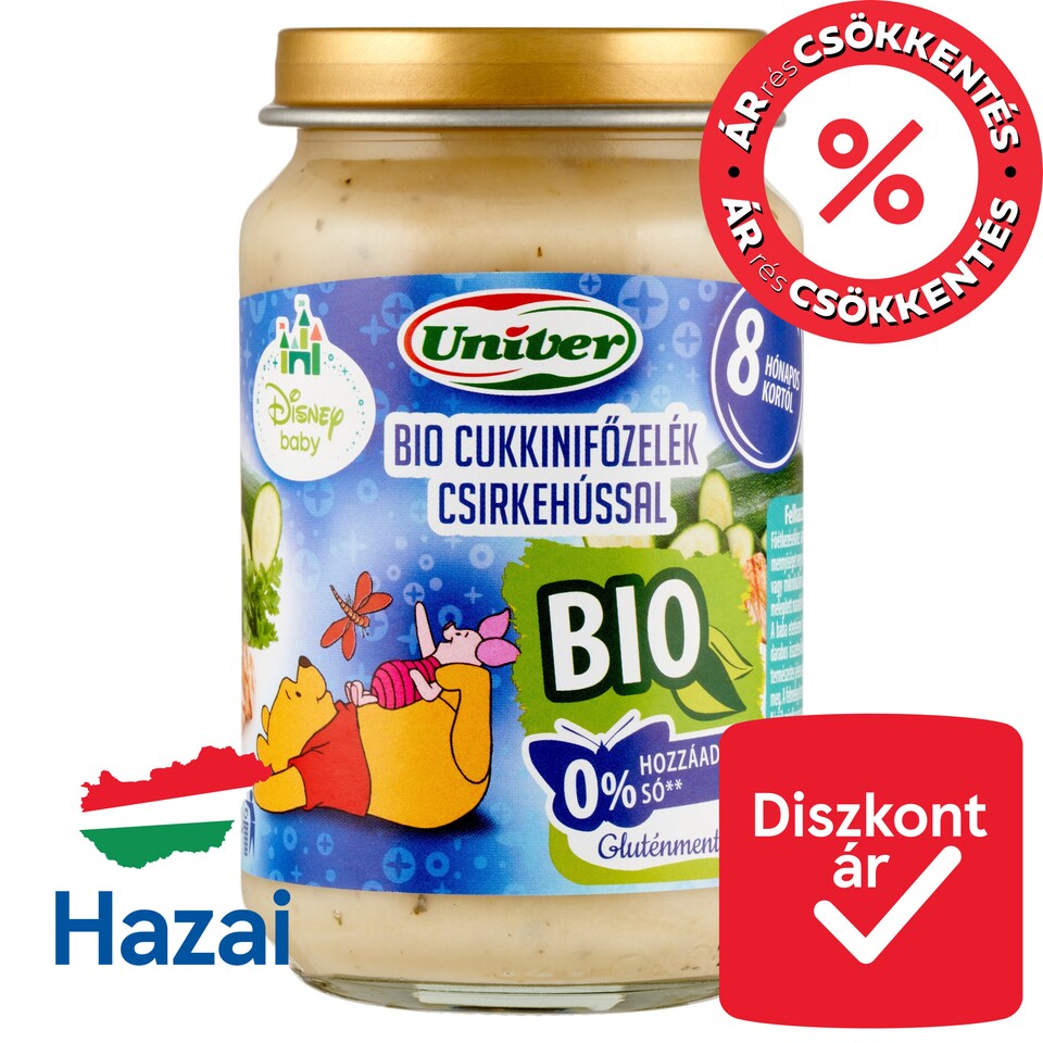 Univer Disney Baby bio cukkinifőzelék csirkehússal bébiétel 8 hónapos kortól 163 g  1. kép