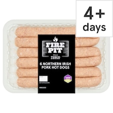 Tesco Fire Pit 6 Northern Irish Pork Hot Dogs 600g