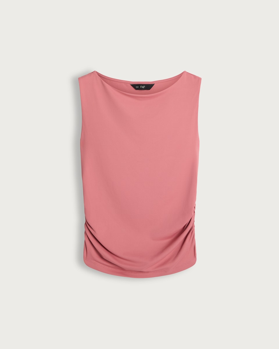 F&F Polyamide Cowl Neck Ruched Sleeveless Top in Rose
