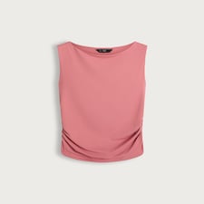 F&F Polyamide Cowl Neck Ruched Sleeveless Top in Rose