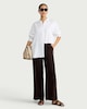 image 1 of F&F Linen Rich Wide Leg Trousers in Chocolate