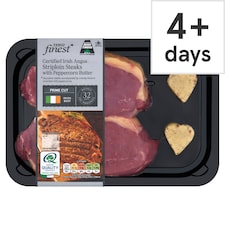 Tesco Finest Certified Irish Angus Striploin Steaks with Peppercorn Butter 440g
