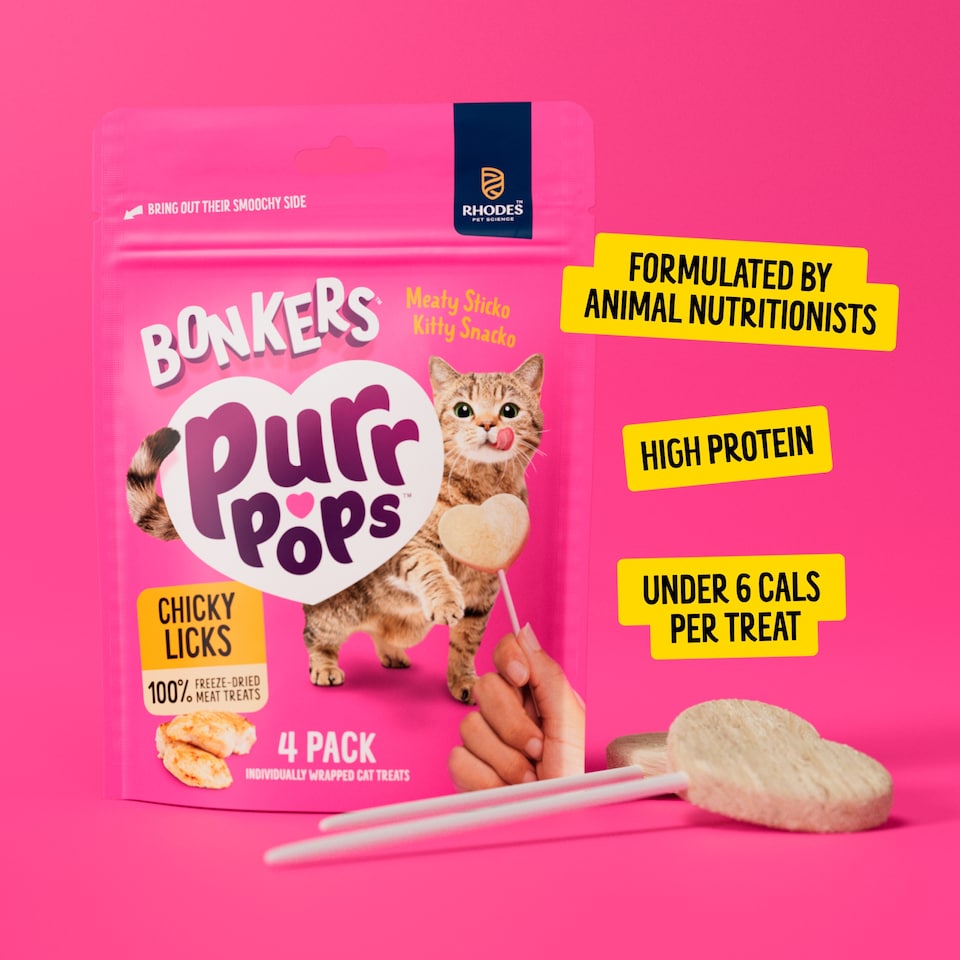 image 1 of Bonkers Purrpops Freeze Dried Chicky Licks Chicken Cat Treats 4 Pack 5.6g