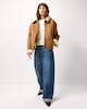 image 2 of F&F Faux Shearling Short Coat in Med Nude