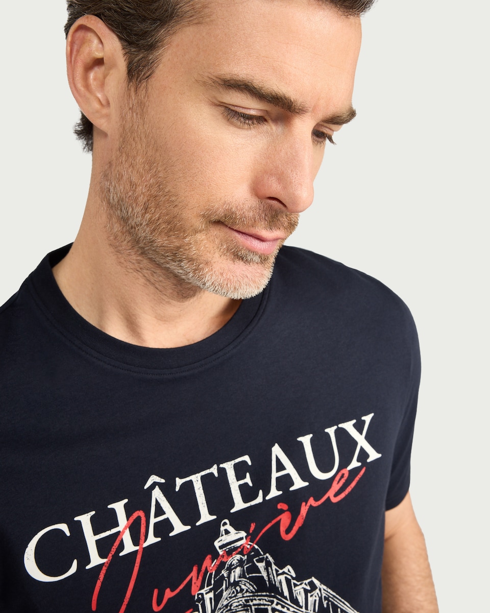 image 1 of F&F Pure Cotton Slogan T-Shirt in Navy