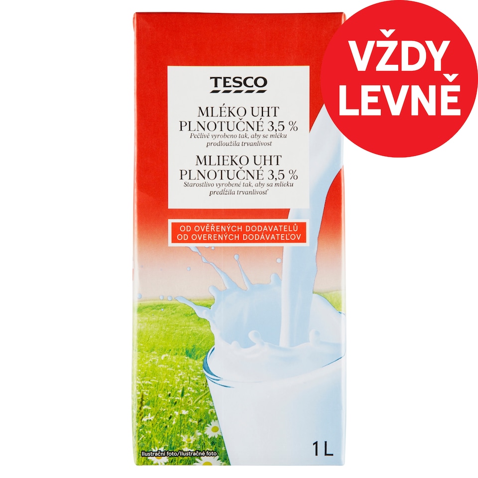 Tesco Mléko UHT plnotoučné 3,5% 1l