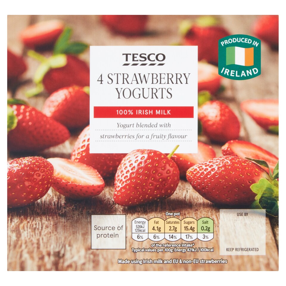 Tesco Strawberry Yoghurt 4X125g