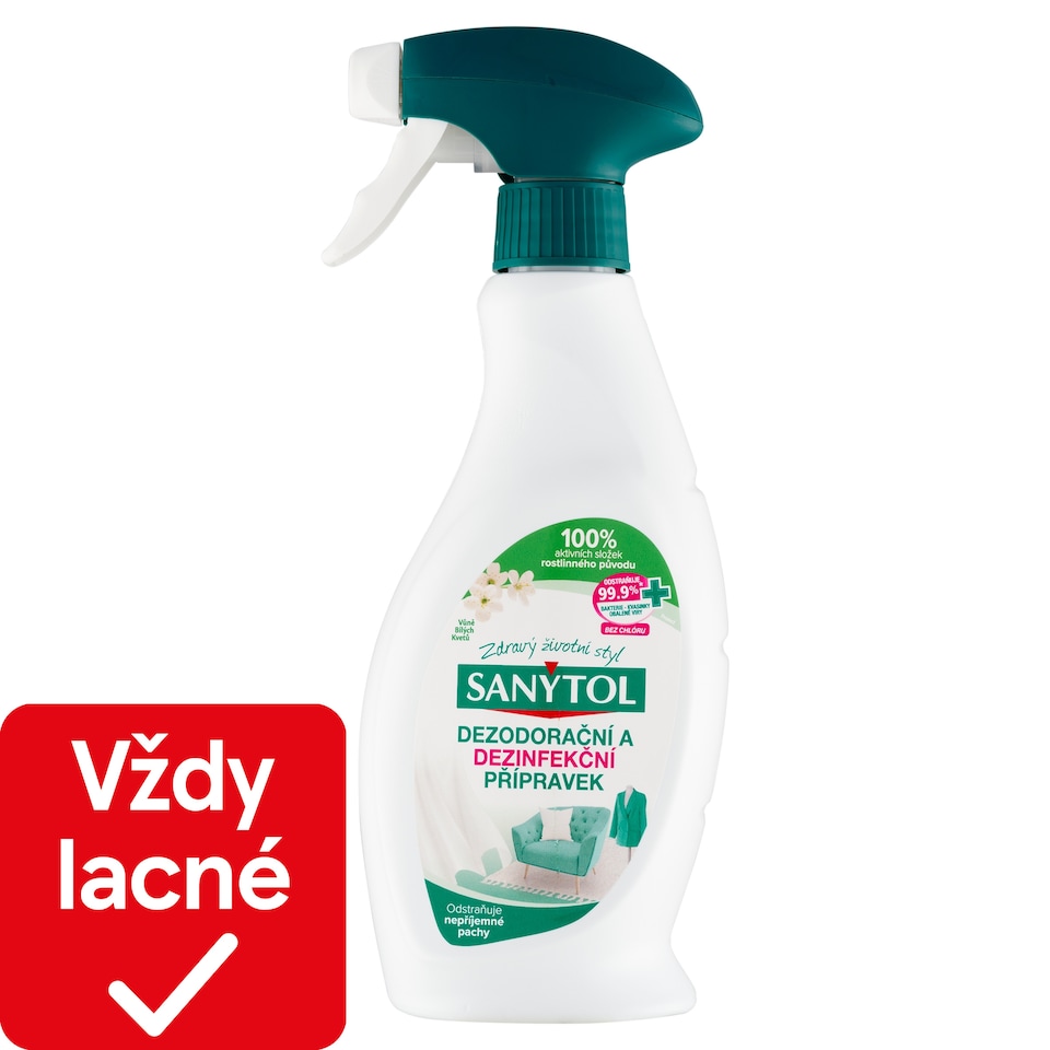 obrázok 1 z Sanytol Dezodoračný a dezinfekčný prípravok protect s vôňou bielych kvetov 500 ml