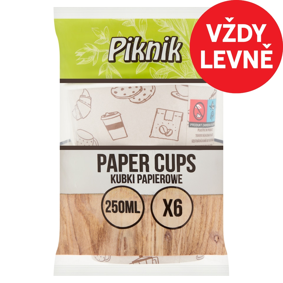 Piknik Papírové kelímky 250 ml 6 ks