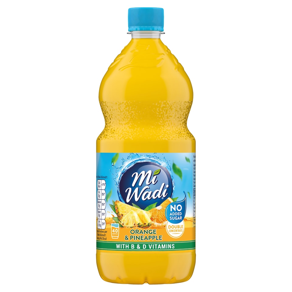 Miwadi No Added Sugar Double Concentrate Orange & Pineapple 1Ltr
