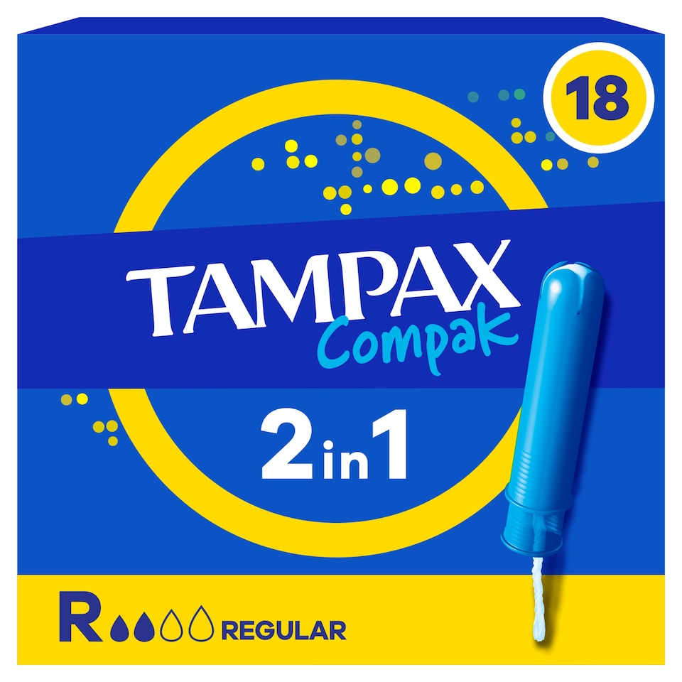 image 1 of Tampax Compak Regular Applicator Tampons 18