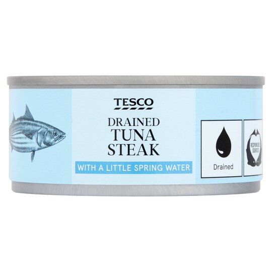 Tesco Drained Tuna Steak In Spring Water 110G Tesco Groceries