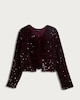 image 4 of F&F Sequin Embellished Bow Detail Jacket in Burgundy