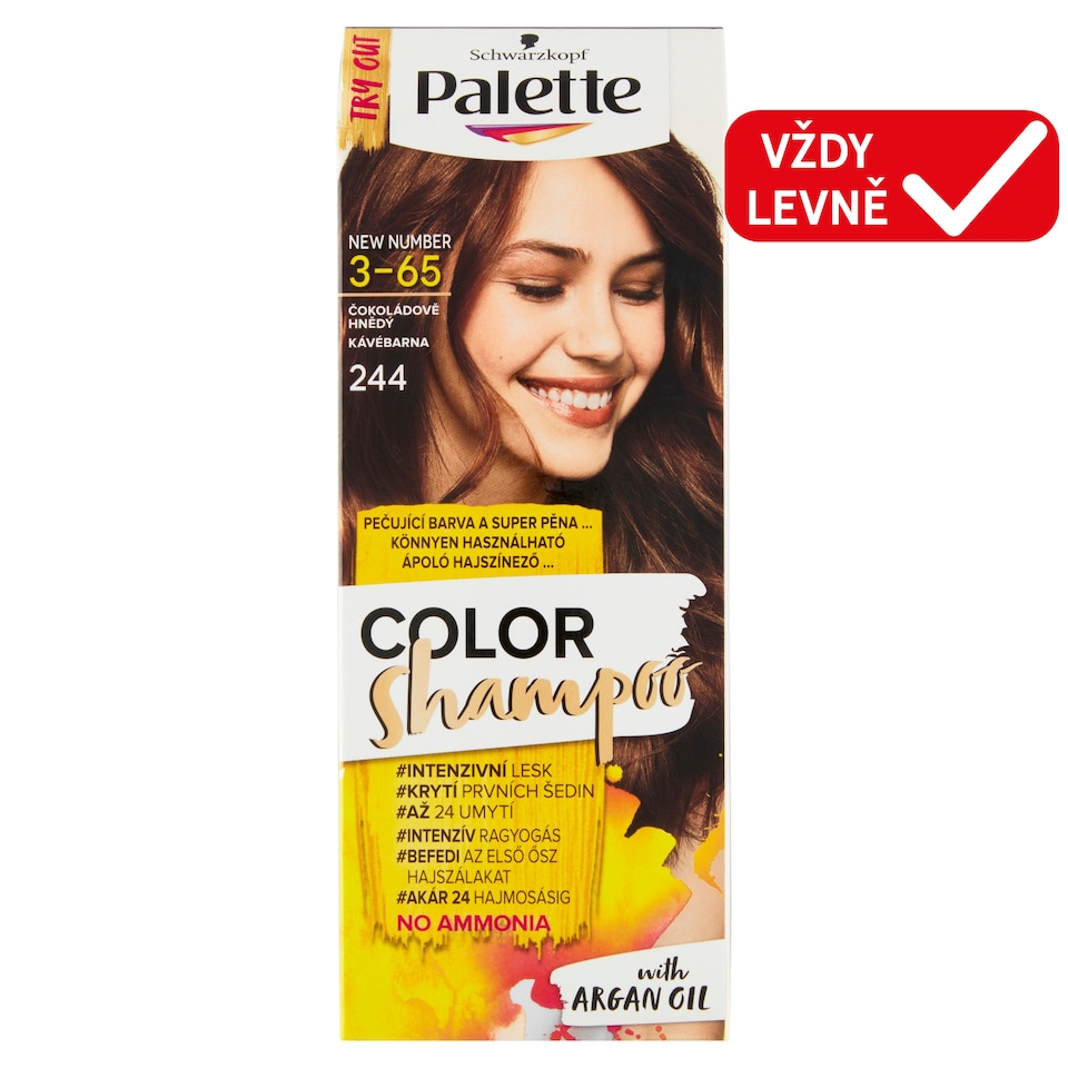 Obrázek 1 pro produkt Schwarzkopf Palette Color Shampoo barva na vlasy Čokoládově Hnědý 3-65 (244)
