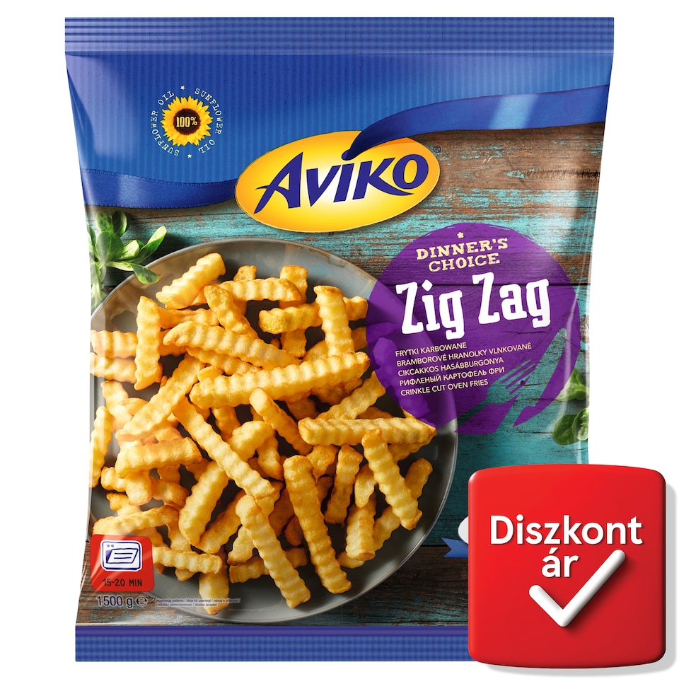Aviko Zig Zag elősütött, gyorsfagyasztott, cikcakkos hasábburgonya sütőbe 1500 g