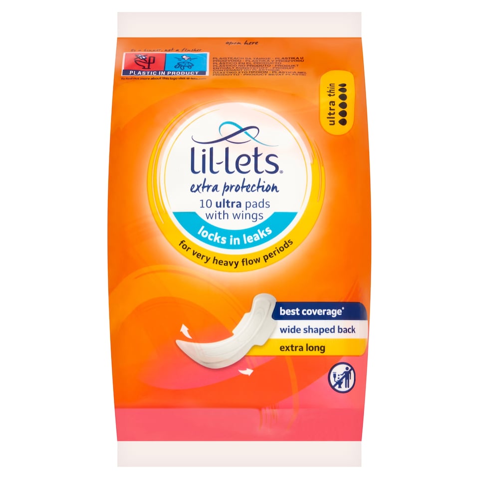 Lil-Lets Extra Protection 10 Ultra Pads with wings